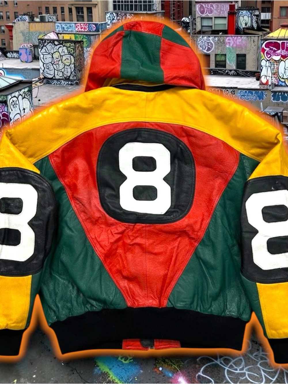 💎 ViNTaGe 💎 HARAJUKU MOTHER RASTA   🎱8-BaLL JaCKet 🧥
